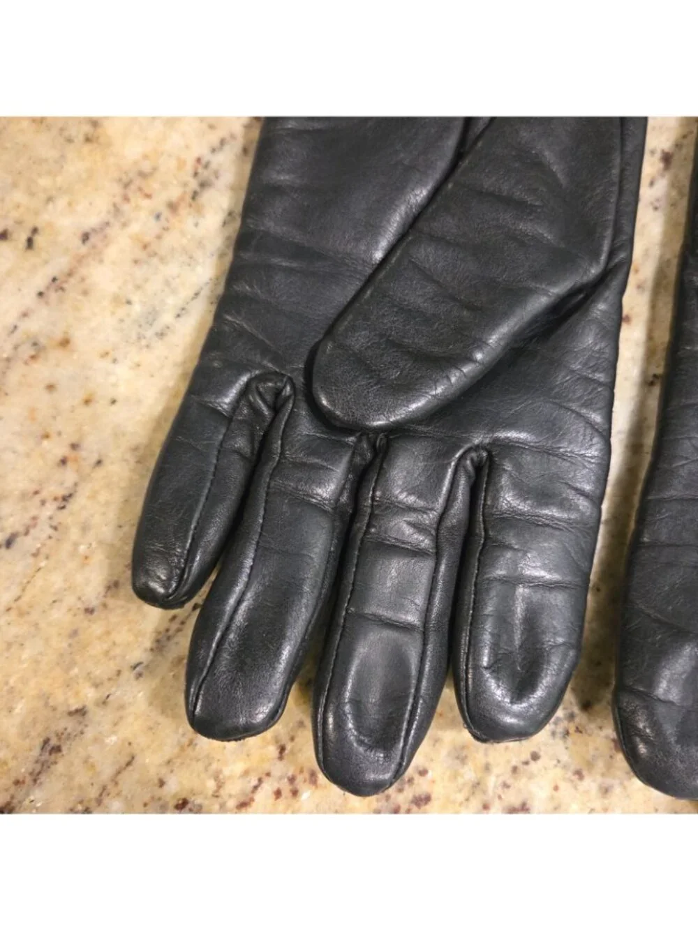 Vintage Womens Size S Black Leather Gloves Lined Moto Biker Winter